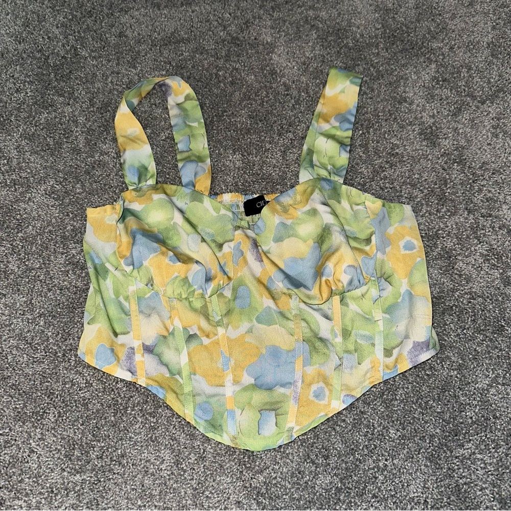 Cider floral corset styled crop top
